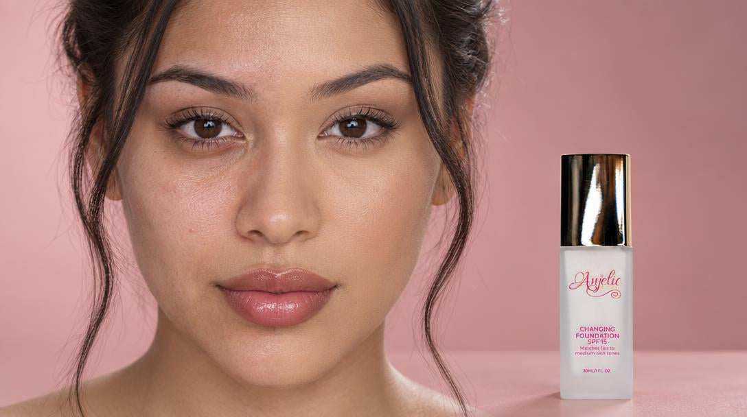 AuraAlign Liquid Changing Foundation Before and After Skin Comparison
